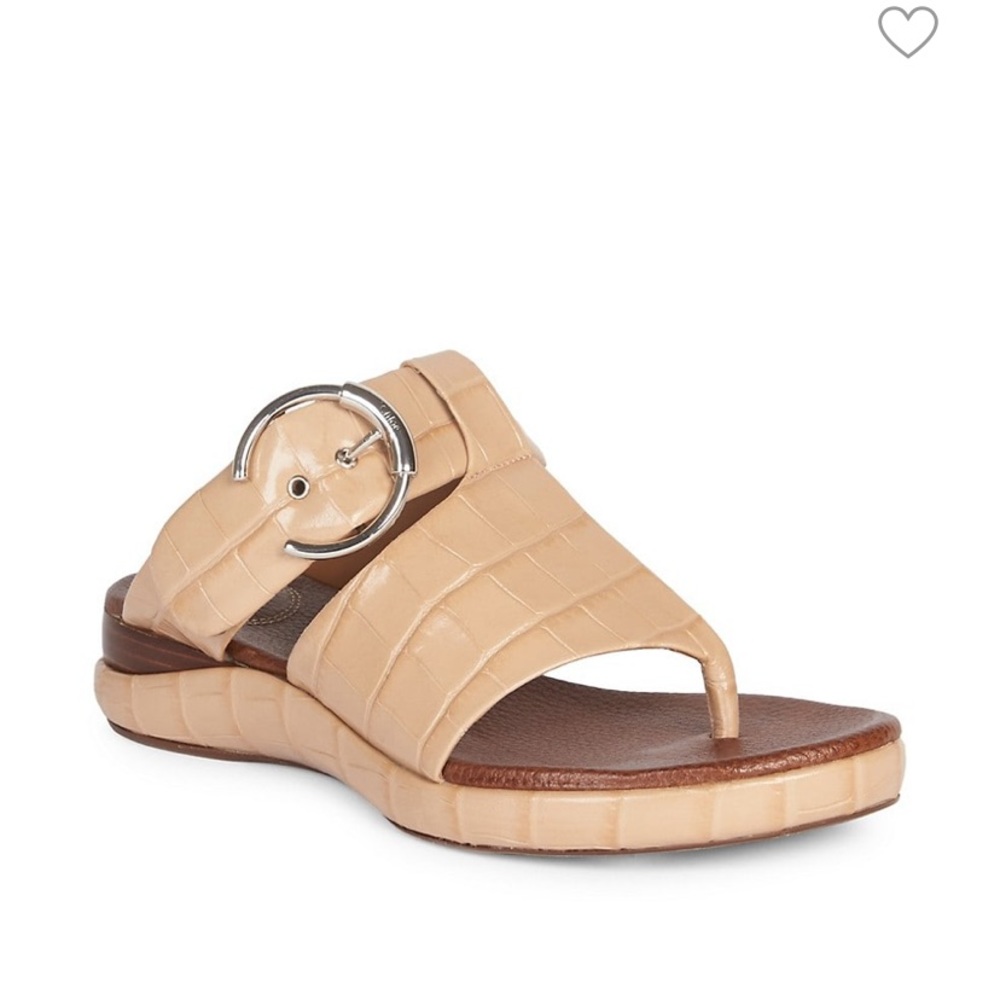 CHLOE LEATHER EMBOSSED NOUGAT COLOR BIRKENSTOCK DESIGN LUXURY SANDALS EU 38 - Picture 4 of 12